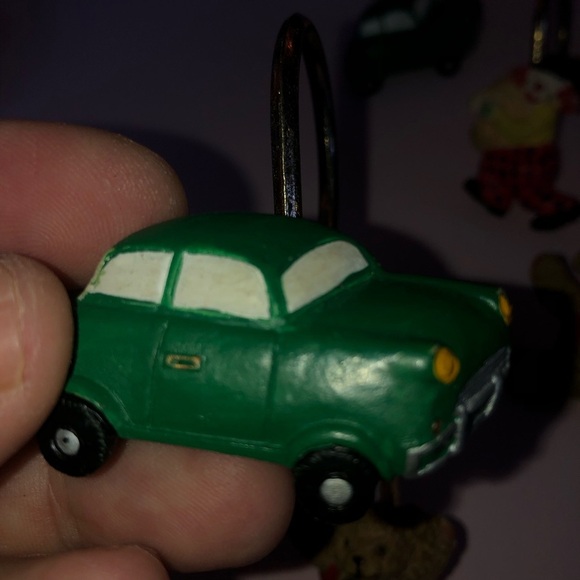 Vintage 9 Playful Bear and Car Shower Hooks , one clown, puppies, preloved - Picture 7 of 11